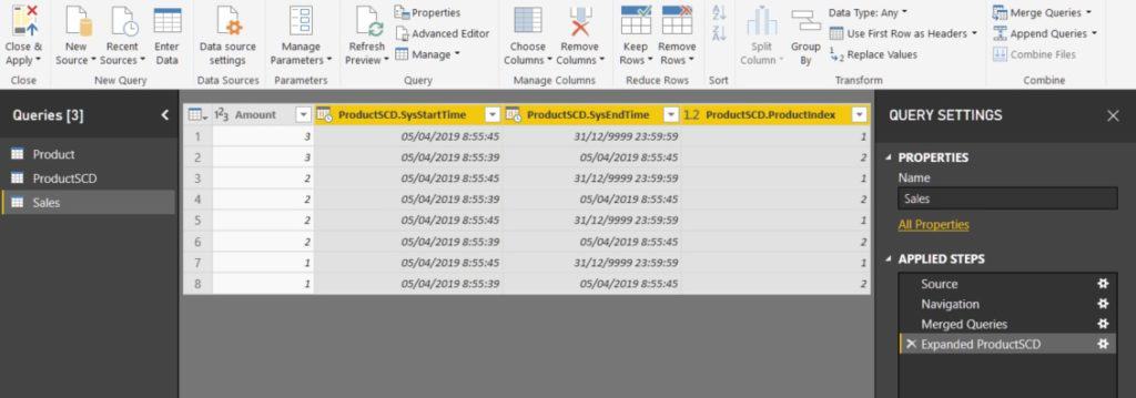 Power BI temporal tables for SCDs