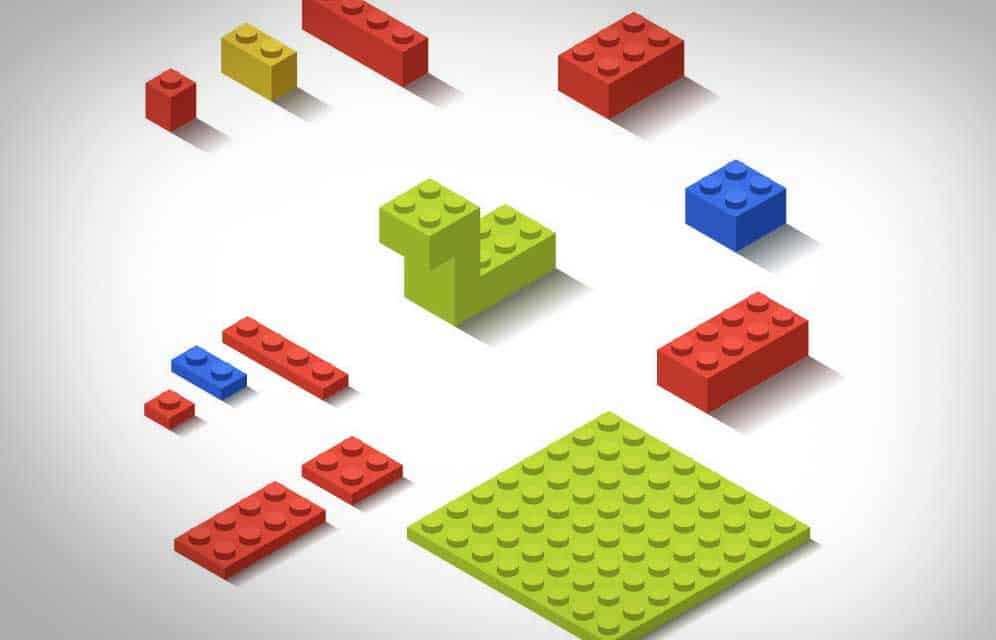 Lego bricks representing different pieces of a software system
