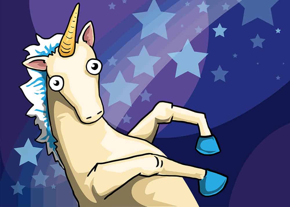 unicorn with stars background in relation to the term hiring unicorns