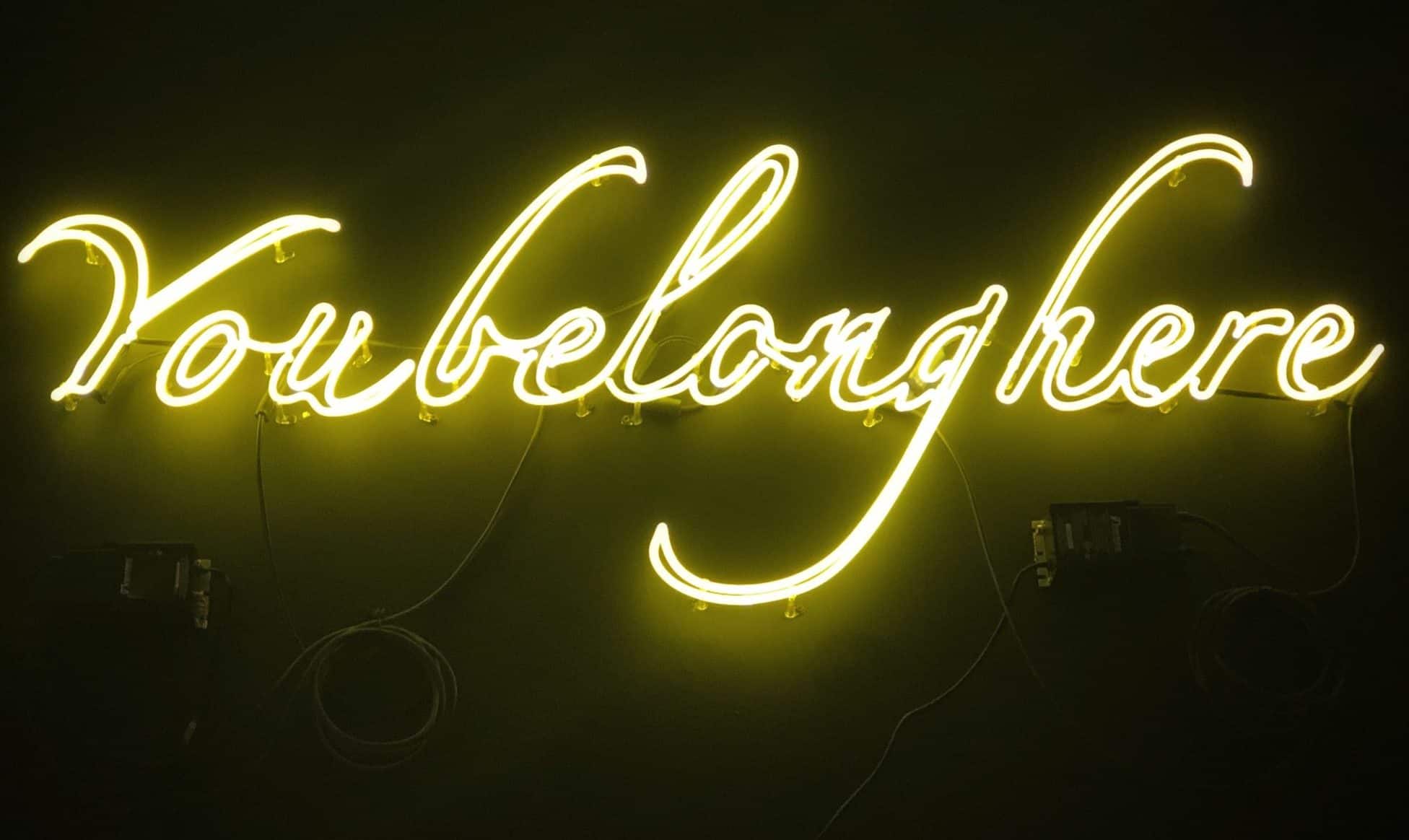 Neon sign 'you belong here' for portraying a great fit for the software team