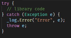 .NET library exception code sample