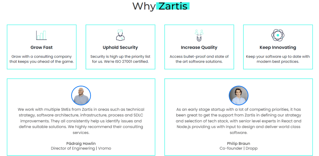 software consulting clients of Zartis