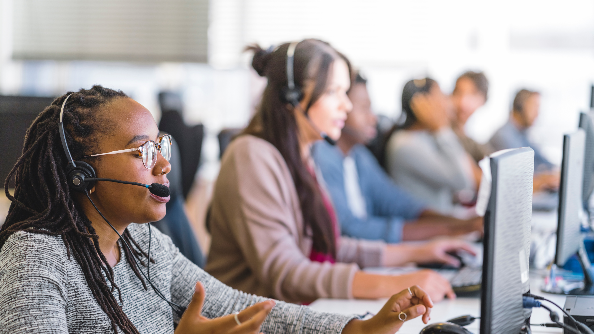 customer service team working with AI chatbot technology